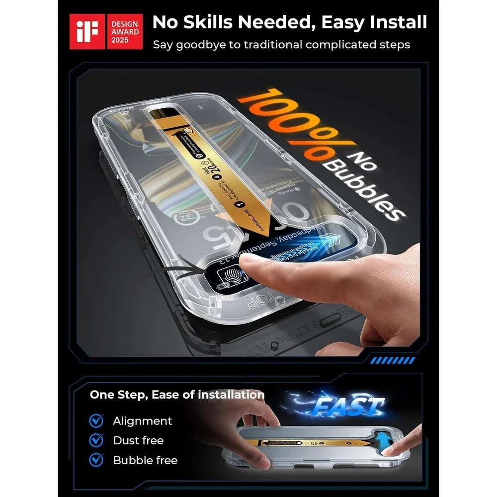 MRGLAS 4-Pack Screen Protector for iPhone 16 Plus [Auto-Alignment Kit]